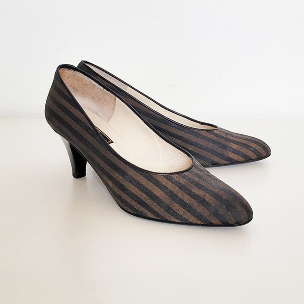 Fendi Vintage Women Signature Stripe Designer Pump Heels - Size 36